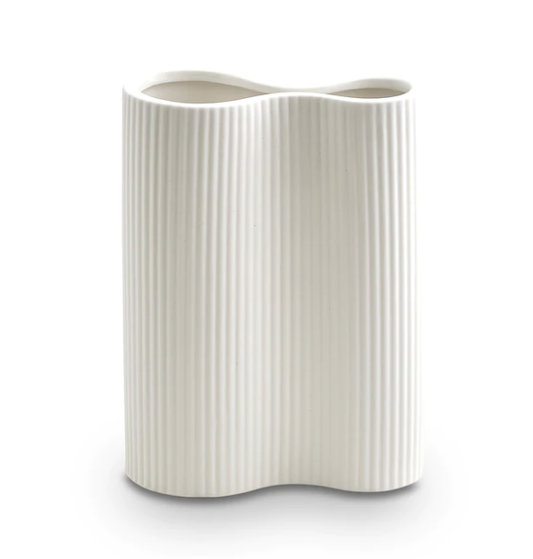 White Ribbed Infinity Vase Small
