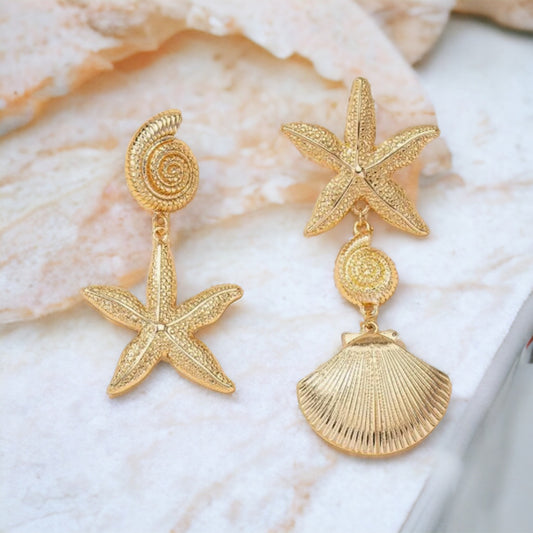 Shell & Starfish Drop Earrings