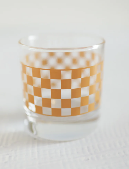 Checkered Cocktail Glass - Orange