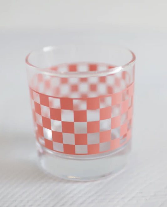 Checkered Cocktail Glass - Pink